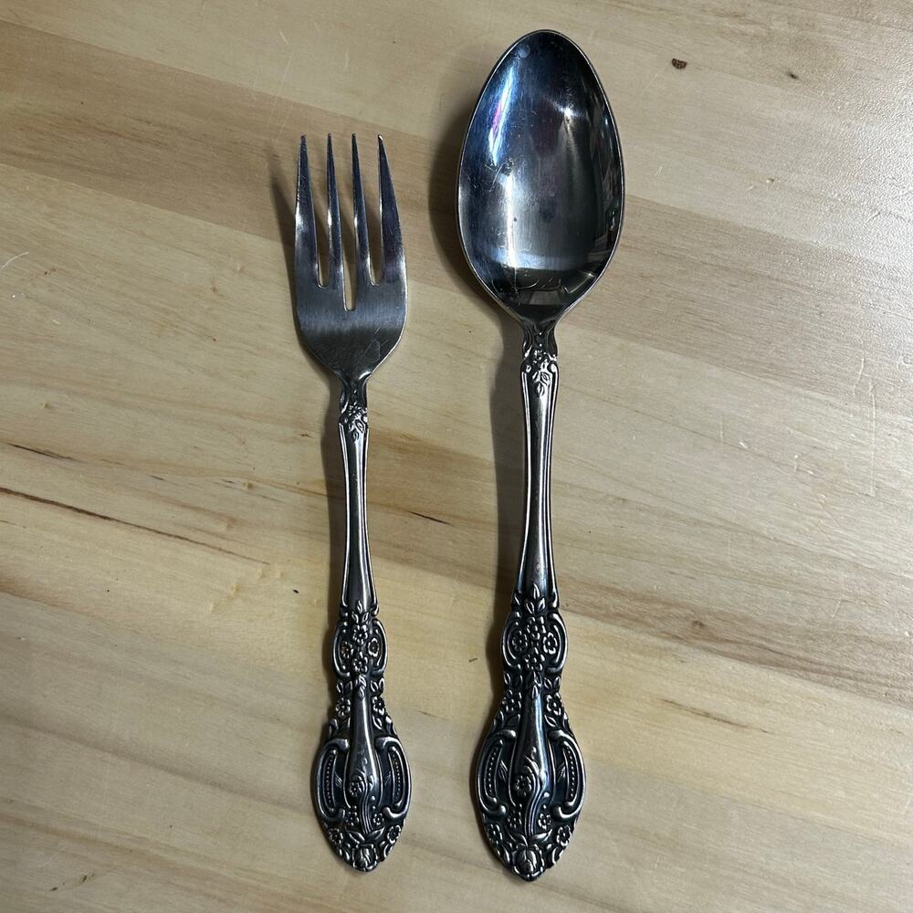 Spring Time Stainless Japan Victorian Style Flatware Set Fork 6.5" & Spoon 7.5"